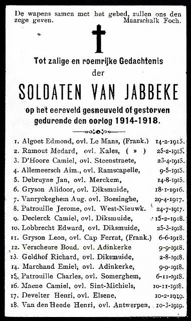 jabbeke bidprent